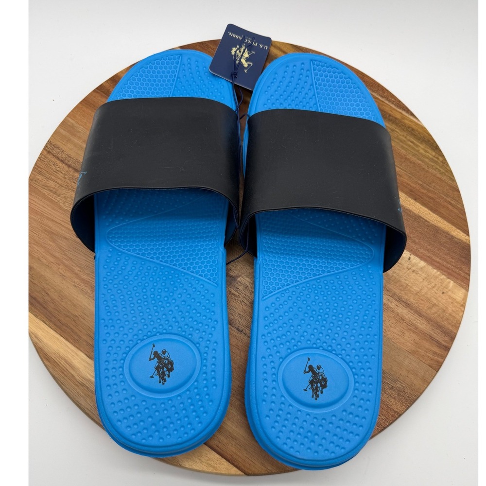 US Polo Assn Men's 13-14 XL Slide Sandals Blue Black Y2689D - Picture 3 of 6